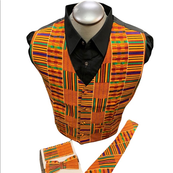 Kente African Heritage kinte Vest set regular and Big and tall. - Picture 2 of 2